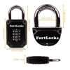 Picture of FortLocks Gym Locker Lock - 4 Digit, Heavy Duty, Hardened Stainless Steel, Weatherproof and Outdoor Combination Padlock - Easy to Read Numbers - Resettable and Cut Proof Combo Code - 1 Pack Black