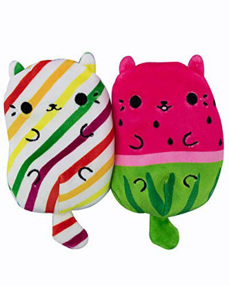 Picture of Cats vs Pickles - Rainbow Stripes & Water-Meow-Lon - 2-Pack - 4" Cute Cuddly Collectible Bean Plush Toy - are You Team Cat or Team Pickle Collect Them All!