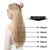 Picture of Synthetic Halo Hair Extensions Beach Blonde Straight Short Hairpieces 16 Inch 3.6 Oz Hidden Wire Headband for Women Heat Resistant Fiber No Clip SARLA