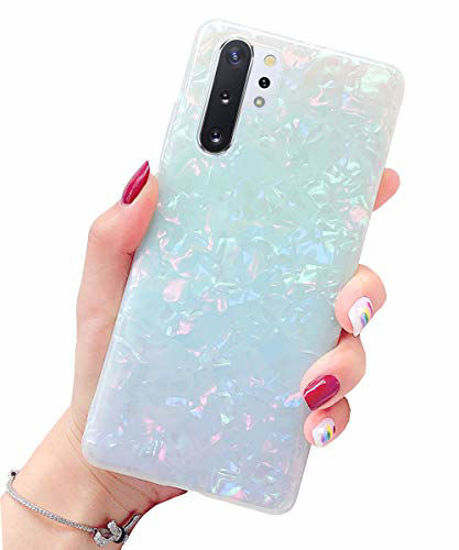 Picture of Note 10 Plus Case, J.west Luxury Sparkle Bling Translucent Pearly-Lustre Print Soft Silicone Phone Case Cover for Girls Women Design Pattern Protective Case for Galaxy Note 10+Plus 6.8 inch