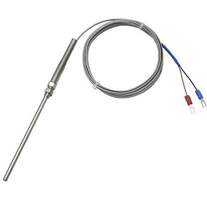 Picture of T-PRO K-Type Thermocouple Temperature Sensors 2M/6.6Ft WireStainless Steel Probe (Probe Length 100mm)