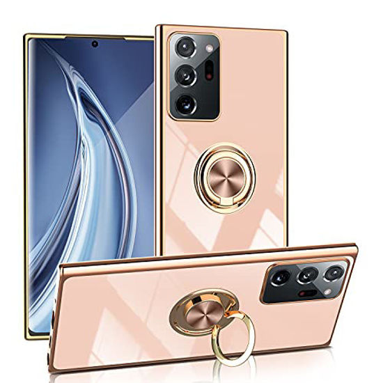 Picture of Yueyoer for Samsung Galaxy Note 20 Ultra 5G 6.9 inch 2020 Case with Ring Stand Holder 360° Rotation Magnetic Kickstand for Women Girls Slim Soft Flexible Shockproof Bumper TPU Cover Case (Pink)