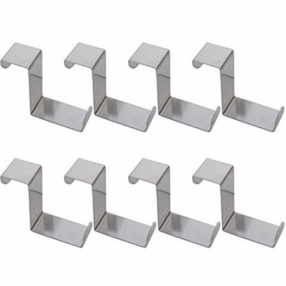 Picture of 8 PCS Over The Door Hooks,Z-Shaped Reversible Sturdy Hanging Hooks Dual Head Single Hanger for Over The Door or Cupboard Door,Drawer, Saving Organizer Hanger Hold up to 11Lbs Stainless Steel