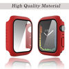 Picture of Case Compatible with Apple Watch Series 7 41mm/45mm PC Bumper with Tempered Glass Screen Protector Matte Solid Color Hard Cover (Red, 45mm)