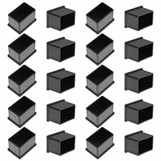 Picture of Bonsicoky 20Pcs Rectangle Rubber Furniture Leg Caps 1" x 1-1/2", Black Vinyl Flexible Chair Leg Floor Protectors for Patio/Indoor Furniture Legs, 25 x 38mm