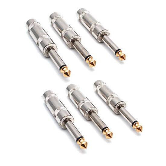 Picture of Antrader Audio Premium Adapter 6.3mm Male 1/4" TS Mono Phone Plugs for Speaker Cables Solder Type Pack of 6