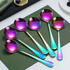 Picture of Rainbow Soup Spoons, Kyraton 6 Pieces Stainless Steel Round Spoons With Rainbow Titanium Plating, Colorful Dinner Spoon Table Spoon, Spoons Silverware Dishwasher Safe Set of 6