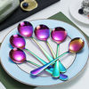 Picture of Rainbow Soup Spoons, Kyraton 6 Pieces Stainless Steel Round Spoons With Rainbow Titanium Plating, Colorful Dinner Spoon Table Spoon, Spoons Silverware Dishwasher Safe Set of 6