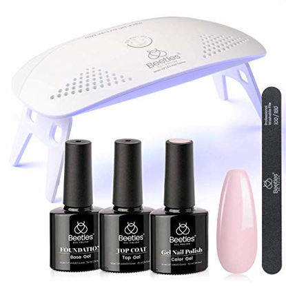 Picture of Beetles Nude Pink Gel Nail Polish Kit with UV LED Light and Base Gel Top Coat Starter Kit, Soak Off Popular Nude Pink Gel Polish Set with Nail Lamp Nail File for DIY Home Manicure Gift for Women