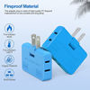 Picture of Flat wall Plug Adapter AC Outlet Extender, 2-Prong Swivel Mini Indoor Wall Tap Plug, Outlet Splitter (Quick & Space Save) Perfect for Home and Travel, Type A, Blue (3 Way-2 Pack)