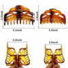 Picture of ACCGLORY Tortoise Shell Brown Large Plastic Hair Clips Strong Holding Powerful Amber Resin Hair Claws for Women Thick Hair (Arc-Brownish Red)