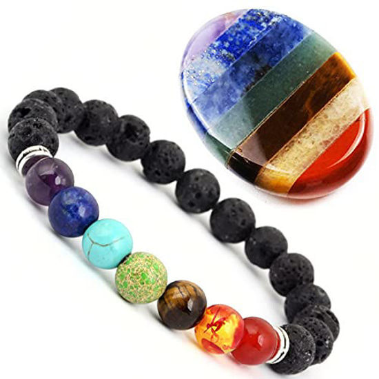 GetUSCart- Crystals and Healing Stones, Healing Crystals Bracelet, Full of  Spiritual Energy 7 Chakra Bracelets, Thumb Worry Stone for Anti-Anxiety,  Chakra Crystals Stones