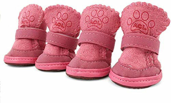 Picture of Dog Boots Paw Protector, Anti-Slip Dog Shoes,Dog Australia Boots Pet Antiskid Shoes Winter Warm Skidproof Sneakers, for Small Dog (#2, Pink)