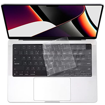 Picture of 2 Pack ProCase Keyboard Cover for Newest MacBook Pro 14 Inch & MacBook Pro 16 Inch 2021 Model A2442 A2485, Ultra Thin TPU Keyboard Protector for 2021 MacBook Pro 14 & 16 with M1 Pro / Max Chip -Clear