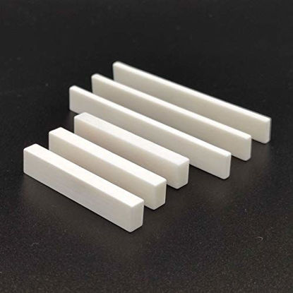 Picture of Vencetmat 3 Set of 6Pcs Blank & Uncut Guitar Saddles and Guitar Nut Pure Bone 80x3x10mm, 52x6x10mm for Electric & Acoustic & Classical & Cigar Guitar, Mandolin, Banjo, Ukulele Part Replacement