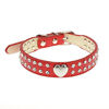 Picture of Ewanda store Cute 2 Rows Rhinestone Bling Heart Studded Leather Dog Leash Dog Collar for Small or Medium Dog Pet,Red,Small