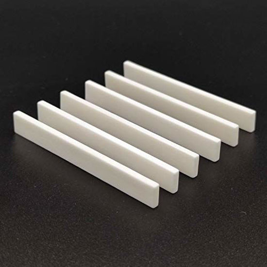 Picture of Vencetmat 6Pcs Blank & Uncut Guitar Bridge Saddles White Color Made of Real Bone 80x3x10mm for Electric & Acoustic & Classical & Cigar Guitar, Mandolin, Banjo, Ukulele Part Replacement