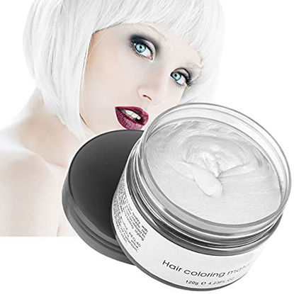 Picture of White Hair Color Dye,Temporary Hair Wax Natural Hairstyle Wax Hair Paint for Men and Women,White Hair Dye Suitable for Parties,Cosplay and Halloween(White)