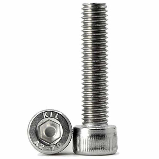 Picture of M6-1.0 x 45mm Socket Head Cap Screws Metric, Allen Socket Drive, 304 Stainless Steel (A2-70), Full Thread, Bright Finish, Machine Thread, Quantity 25