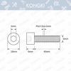 Picture of M6-1.0 x 45mm Socket Head Cap Screws Metric, Allen Socket Drive, 304 Stainless Steel (A2-70), Full Thread, Bright Finish, Machine Thread, Quantity 25