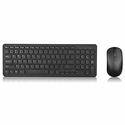 Picture of Wireless Keyboard Mouse Combo 2.4GHz Ultra Thin Full Size Wireless Keyboard with Number Pad for Computer, Laptop, PC, Desktop, Notebook, Windows 7, 8, 10