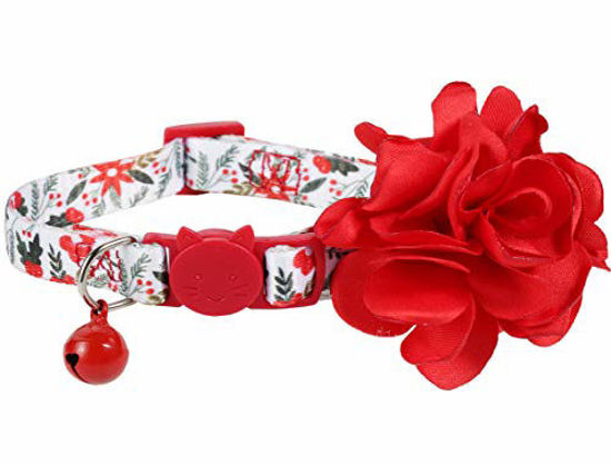 Picture of BoomBone Cat Christmas Collar Flower,Breakaway Puppy Collars Charms Pet Xmas Accessories