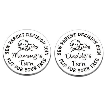 Picture of New Baby Pregnancy Gifts Decision Coin for New Mom Dad Parent to Be Gifts for Women Men Stocking Stuffers Birthday Gifts for Newborn Boy Girl Gifts for First Time Fathers Mothers Day Double-Sided