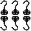 Picture of FINDMAG Magnetic Hooks Black Heavy Duty Neodymium Magnet Hook 50LBS for Indoor Outdoor Hanging, Refrigerator, Grill, Kitchen, Key Holder, 6 pcs