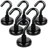 Picture of FINDMAG Magnetic Hooks Black Heavy Duty Neodymium Magnet Hook 50LBS for Indoor Outdoor Hanging, Refrigerator, Grill, Kitchen, Key Holder, 6 pcs