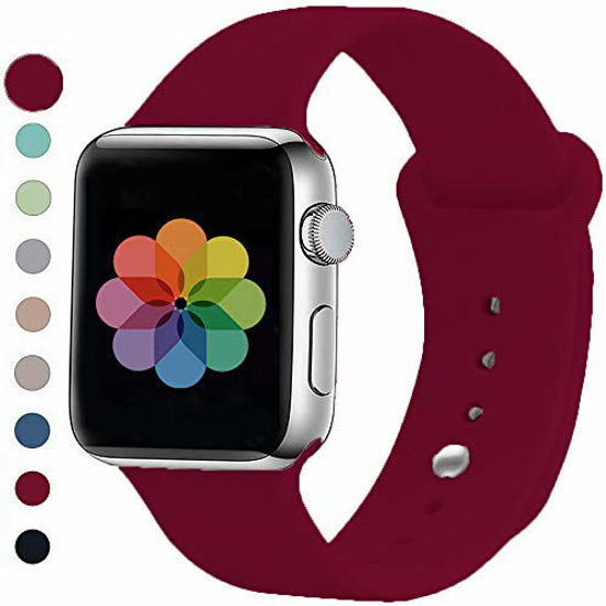 Picture of UPOLS Compatible with Apple Watch Band 38mm 42mm 40mm 44mm Sport Band, Silicone Sport Strap Replacement Bands Compatible for iWatch Series 5/4/3/2/1 S/M M/L