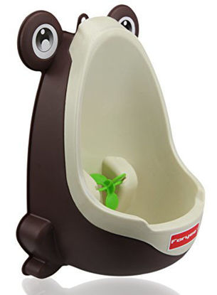 Picture of Foryee Cute Frog Potty Training Urinal for Boys with Funny Aiming Target - Coffee