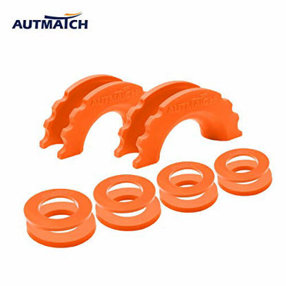 Picture of AUTMATCH Pack of 2 D-Ring Shackle Isolators Washers Kit 2 Rubber Shackle Isolators and 4 Washers Fits 3/4 Inch Shackle Gear Design Rattling Protect Shackle Cover Orange