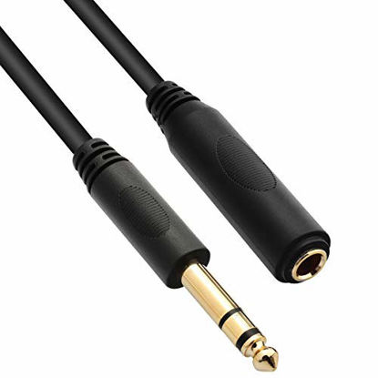 Picture of TISINO 1/4 Extension Cable 6 ft, Headphone Extension Cable Quarter inch TRS Male to Female Stereo Guitar Extension Cable Cord