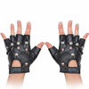 Picture of Skeleteen Gothic Fingerless Biker Gloves - 80s Style Black Leather Punk Biker Gloves with Studs for Men Women and Kids