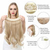 Picture of Wavy Curly Halo Hair Extensions Beach Blonde Long Synthetic Hairpiece 16 Inch 3.9 Oz Hidden Wire Adjustable Headband for Women Heat Friendly Fiber No Clip SARLA