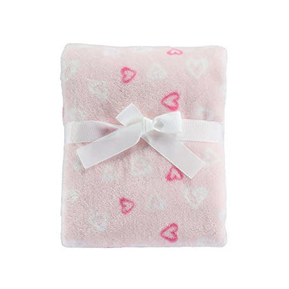 Picture of CREVENT 30''X40'' Lightweight Cozy Plush Fluffy Warm Fleece Baby Blanket for Girl Infant Toddler Crib Cot Stroller, (Pink Heart)