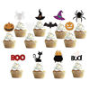 Picture of 36 pcs Halloween Ghost Boo Glitter Cupcake Toppers Ghost Boo 36 Pack Cupcake Topper muffin for Halloween, Birthday, Decoration Party Supply