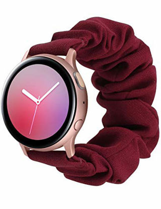 Picture of TOYOUTHS Compatible with Samsung Galaxy Watch Band Active 2 Scrunchy 42mm(20mm Width)Rose Gold Women Elastic Pattern Fabric Replacement Wristband(Wine, S)