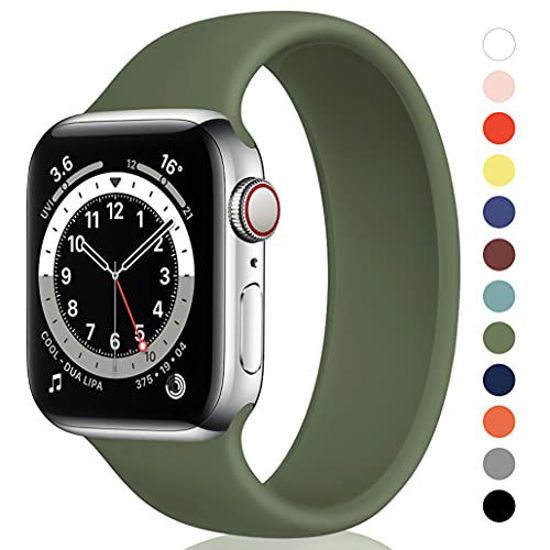 Picture of Unnite Stretchy Solo Loop Bands Compatible with Apple Watch Band 38mm 40mm, Silicone Sports Band Loop Elastic Strap Replacement Wristband for iWatch Series SE/6/5/4/3/2/1 (Khaki, 38mm/40mm-S)