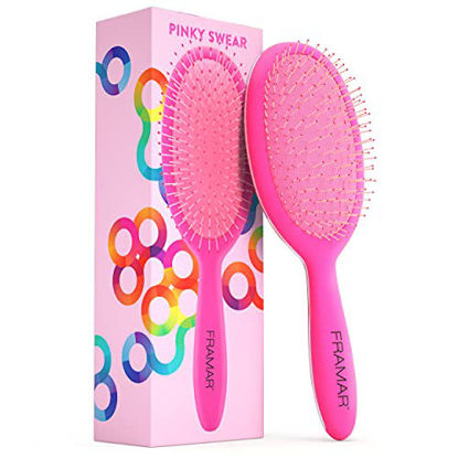 Picture of Framar Detangling Brush for Curly Hair - Hair Brushes for Women Detangler, Hair Brush for Women, Hair Detangler Brush for Curly Hair, Elegant Hair Brush Detangler Kids Hair Brush (Pink)