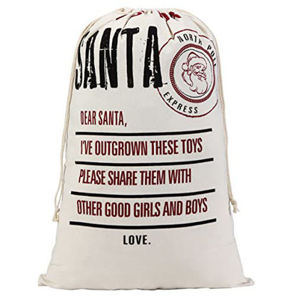 Picture of Santa Sacks Christmas Santa Sack Bag, Elk Large Canvas Stocking Reusable Gift Sack, 19.7" X 26.8" Personalized Sack Bag, Christmas Present Storage Bag for Christmas Gift Xmas Present Kid