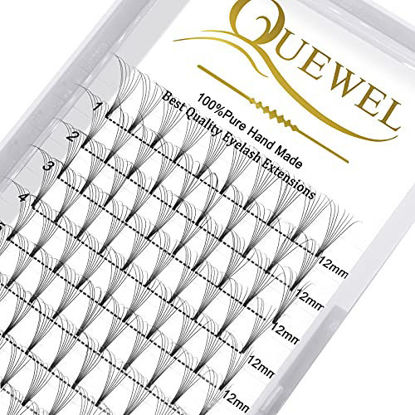 Picture of Volume Lash Extensions 7D 0.07mm C Curl 12mm Short Stem Premade Fans Soft|Optinal 3D|4D|5D|6D|7D|8D 0.07/0.10mm C/D 8-20mm Mix-9-16mm 12-15mm 8-15mm|(7D 0.07C 12mm)