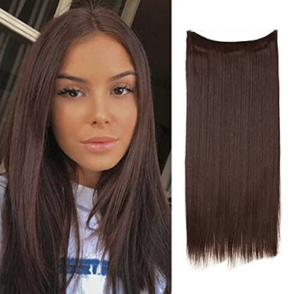 Picture of Secret Halo Hair Extensions Straight Chestnut Brown Long Synthetic Hairpieces 22 Inch 4.2 Oz Invisible Wire Headband for Women Heat Resistant Fiber No Clip SARLA