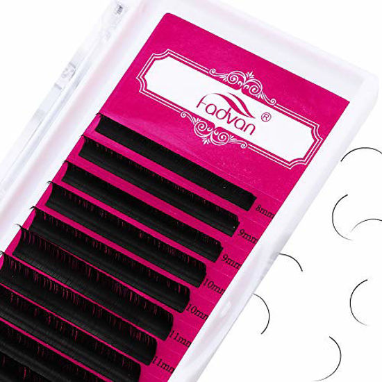 Picture of Eyelash Extensions D Curl 0.15mm Classic Lashes Extension 8-14mm Mixed Individual Lashes Silk Eyelash Extension Supplies Matte Black Single Eyelashes by FADVAN (0.15mm-D, 8-14mm)