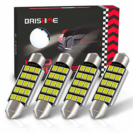 Picture of BRISHINE 4pcs 578 211-2 LED Bulbs, Super Bright 2835 Chipsets Canbus Error Free 41MM 42MM 1.72 Festoon 212-2 569 LED Bulbs for Car Interior Dome Map Door Courtesy License Plate Lights, Xenon White