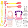 Picture of UniBetter Baby Food Feeder Pacifier 2 PCs Pacifier Clips 2 PCs Baby Feeding Spoons 3 PCs Replacement Silicone Pouches Baby Fruit Teething Toys for Toddlers Infant Baby (Pink Set)