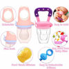 Picture of UniBetter Baby Food Feeder Pacifier 2 PCs Pacifier Clips 2 PCs Baby Feeding Spoons 3 PCs Replacement Silicone Pouches Baby Fruit Teething Toys for Toddlers Infant Baby (Pink Set)