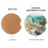 Picture of Britimes Absorbent Car Coasters 2 Pack for Cup Holders, 2.56" Ceramic Stone & Non-Scratch Cork Base Drink Coasters Teal Marble