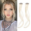 Picture of REECHO Long Side Air Bangs, Wavy Curly Clip in Bangs Front Side Bangs for Women Daily Use 2 PCS Set Long Temples-Cool Light Blonde