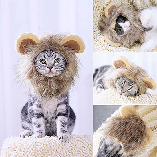 Picture of PETLESO Lion Mane Costume for Cats Dogs - Dog Cat Costume Hat for Pets